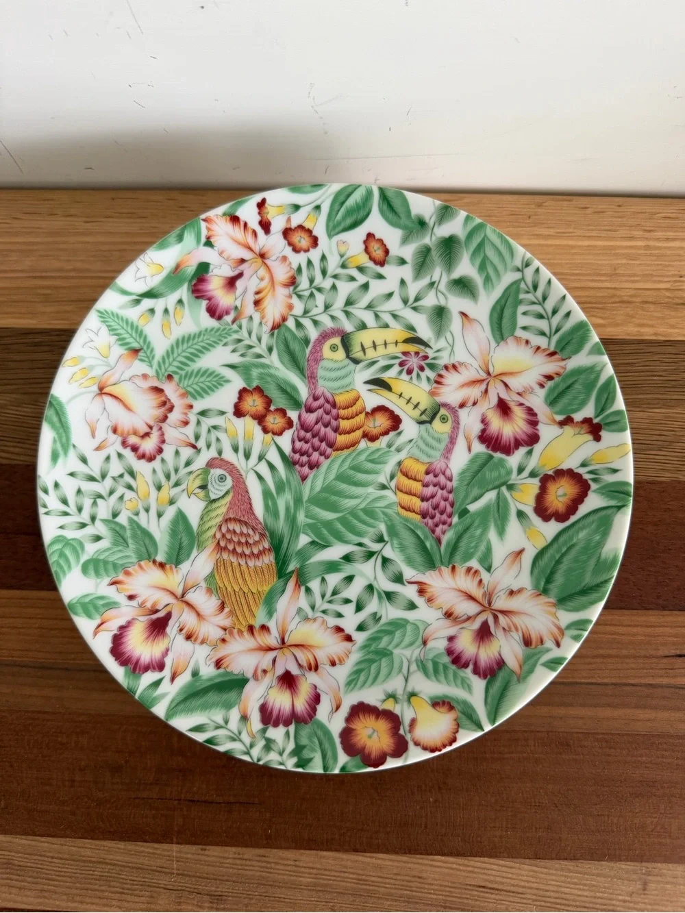 Andrea by Sadek Tropical Motif Plates Parrots Toucans 7.5” Set of 4